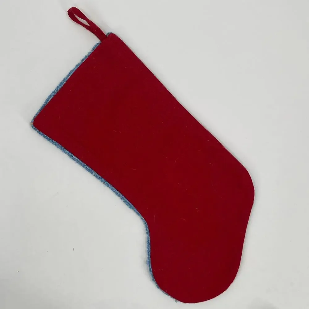 VINTAGE Christmas Stocking Wool Acrylic Carson Pirie Santa Penguins Needlepoint